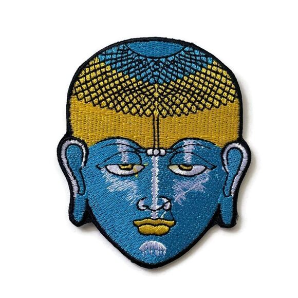 Blue Buddha Embroidered Patch - Picture 1 of 3